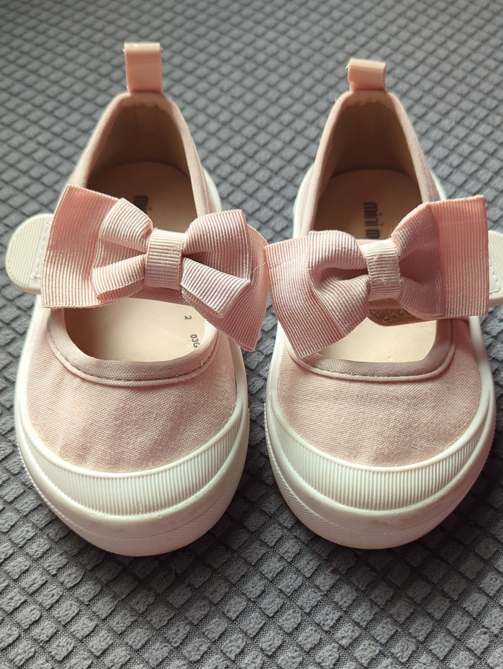 Mini Melissa Slip-On Mary Jane Shoes with Bow Blush Pink Size 8